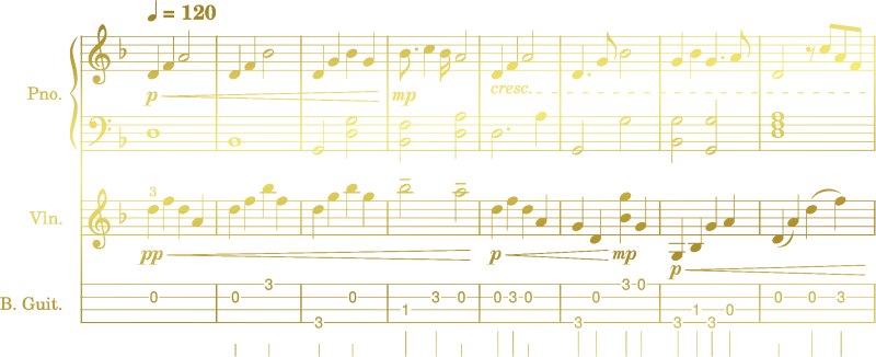 music notes for beginning bars of Twoday's