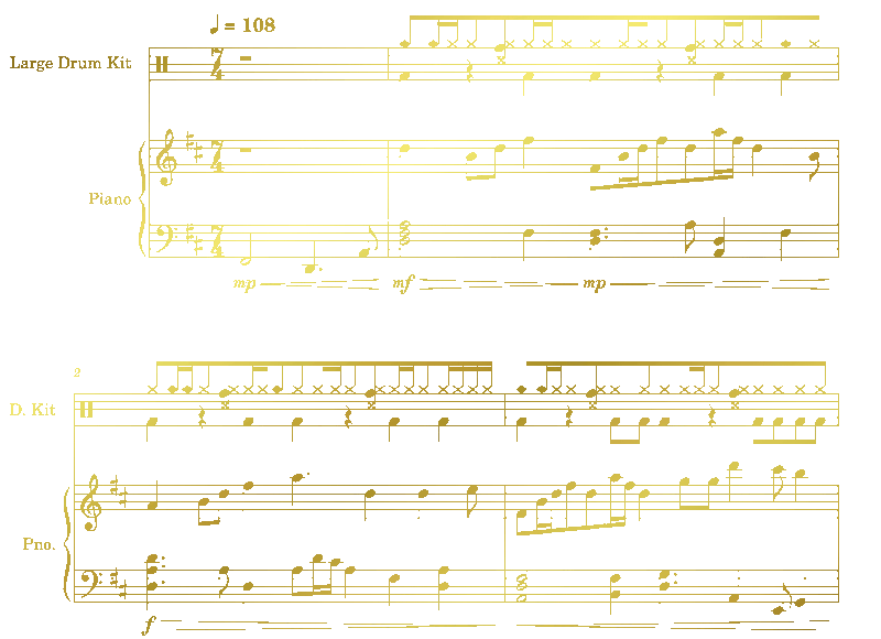 music notes for beginning bars of Kururin Variations